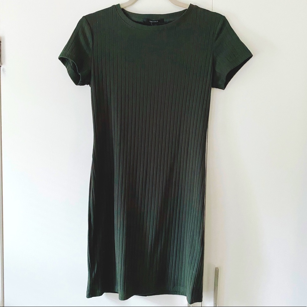 Moss Green Mini Dress with Back Cut-Out Detail